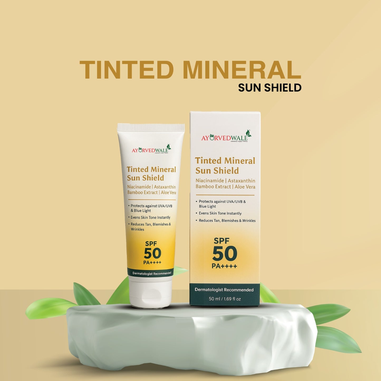 Ayurvedwale Tinted Mineral Sun Shield SPF 50 PA++++